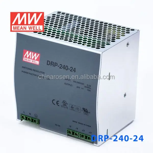 ORIGINAL Meanwell DRP-240-24 AC-DC Single DIN Rail 240W 24V 10A Switch Power Supply
