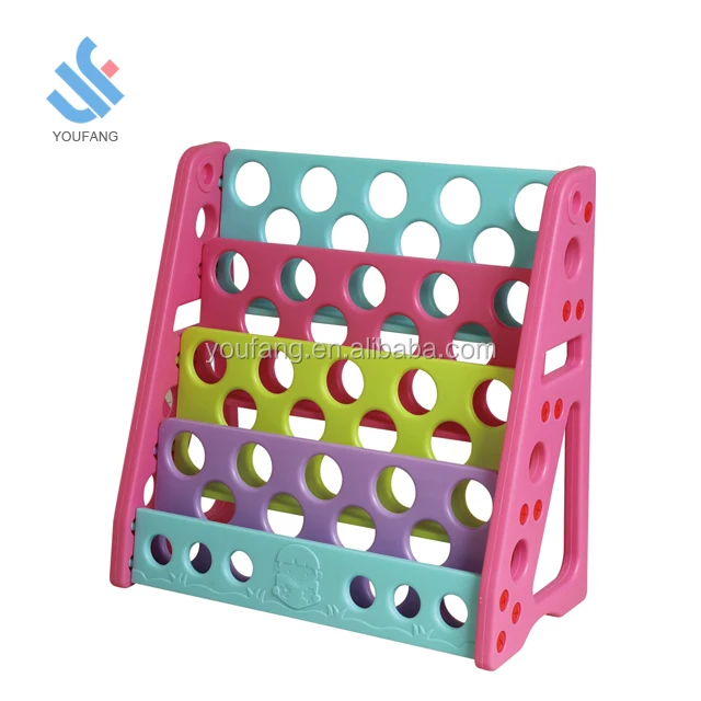 YF-04008 muti-functional plastic preschool furniture plastic book cabinets children kids book shelf