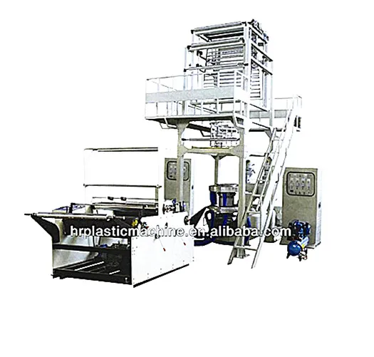 2 layers co-extrusion blown PE film extruder with itrile rubber rewinding machine and 38CrMoAl nitride screw