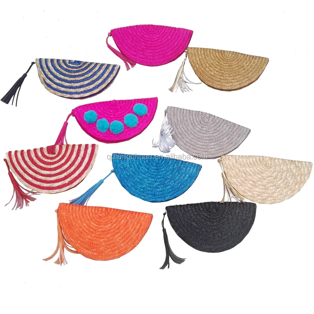 Праздничная модная соломенная сумка с кисточками женский клатч