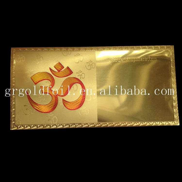 High quality 24K gold foil romantic craft wedding envelope