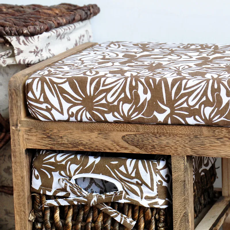 Luxury Furniture fancy stool ottoman antique european style fabric ottoman bench stool Solid wood ark of the covenant