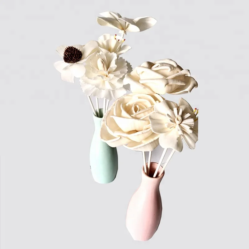 Air Fresheners decorative handmade unscente aroma wood sola balsa Flower with fiber sticks