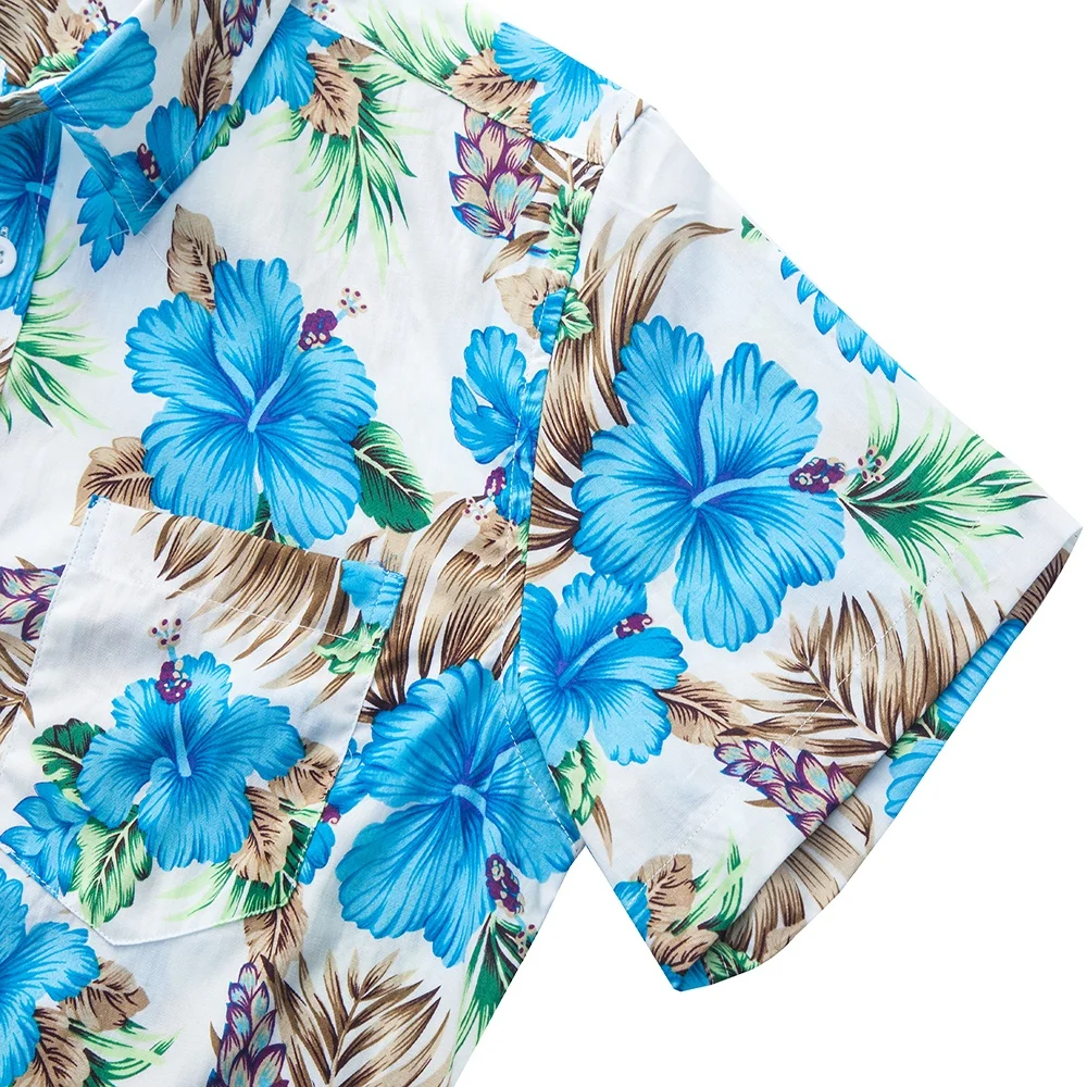 New model in stock adults flower print cotton summer beach shirts man for men