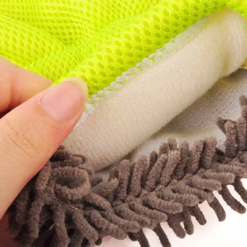 New Customized Five Finger 100% Polyester Chenille Car Wash Glove Wash Mitt