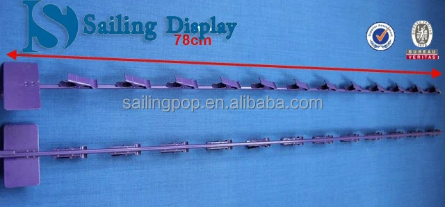 Metal Supermarket metal Hanging 12 Clip Strip Display with Sign Plate