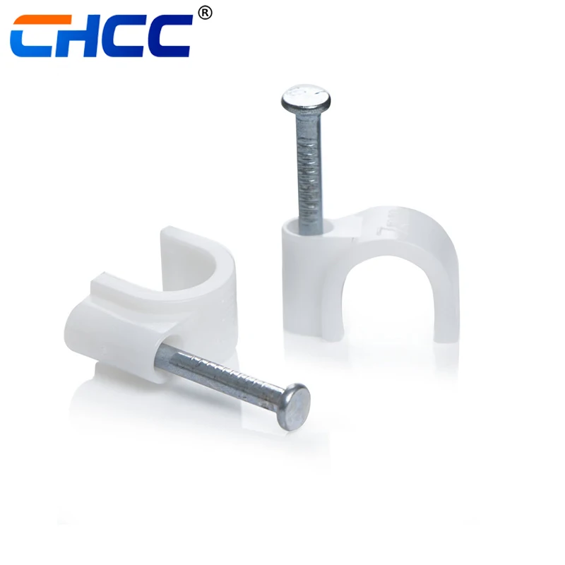 cable clips with steel nail   Plastic round Electric wire hook