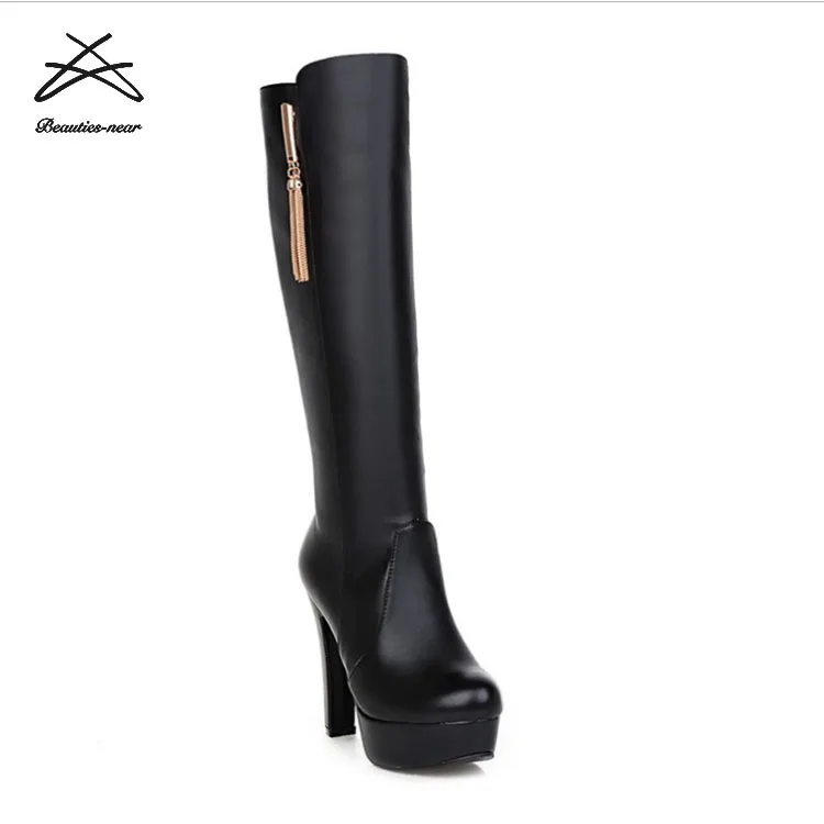 PU Leather long boots rain boots customized wholesale Woman Knee Boots