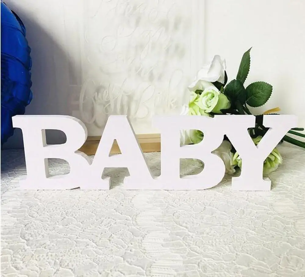 LETTER DECOR ideal  FREESTANDING LETTER White Baby Wooden Letter Table Sign