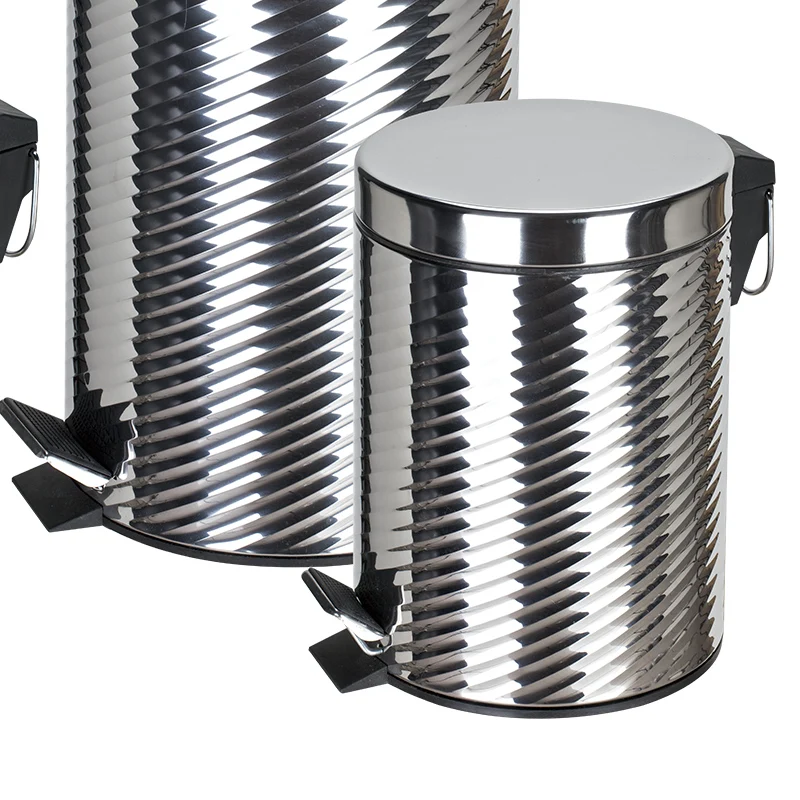 Stainless Steel Round Shaped Dustbin All Size  Step Bin Indoor Kitchen Using Waste Bin Outdoor Rubbish Bin With Soft Closing