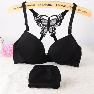 Comfortable Lingerie Butterfly Beautiful Back Sexy Bra And Panty New Design