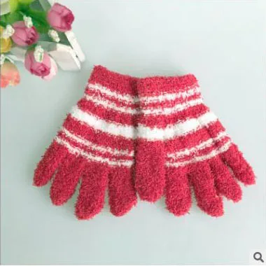 
2018 spring winter children microfiber gloves Korea knit stripe warm gloves for kids 