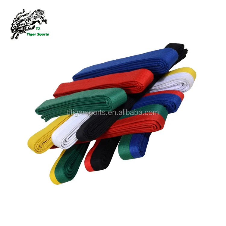 Половинчатый ремень для боевых искусств, оптовая продажа, полиэфирный хлопковый Войлок внутри, изготовленный на заказ однотонный ремень для тхэквондо