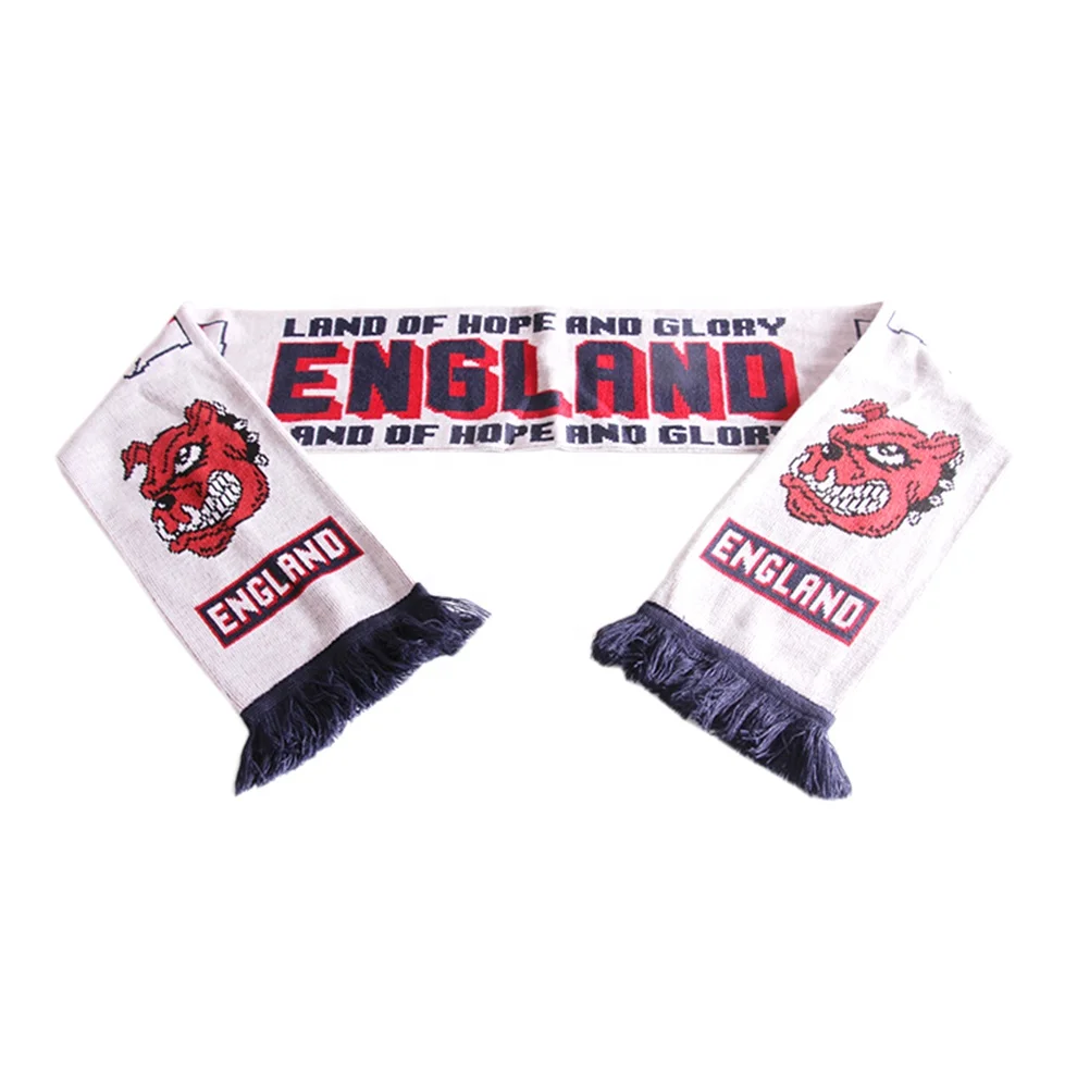 Wholesale acrylic England football sport custom woven scarf