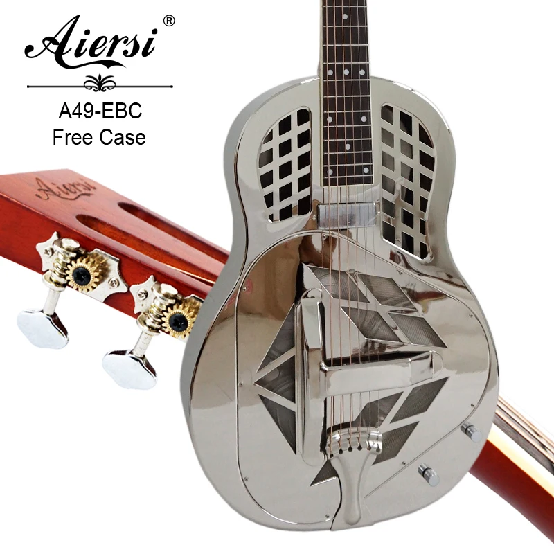 Aiersi Brand Metal Bell Brass Body Bluegrass Electric Tricone Acoustic Resonator Guitar