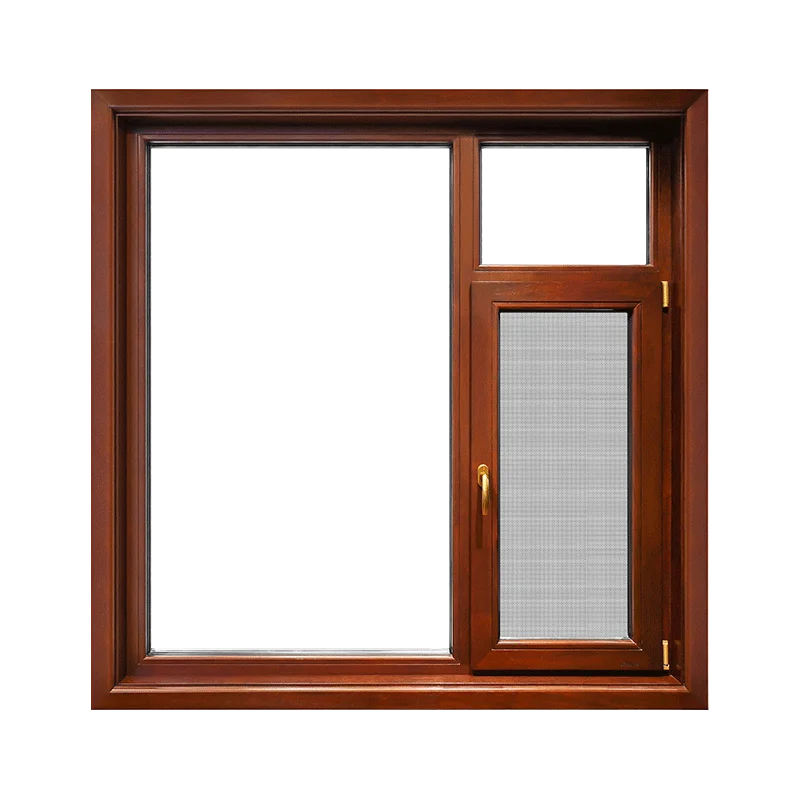 High-end Custom Timber Aluminum Windows For House Wood Thermal Break Aluminum  Grill Window Design with Silver Low-E Glass