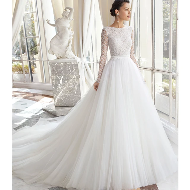 LUWEIYA Cheap fashion backless lace wedding gowns long sleeve wedding dresses istanbul