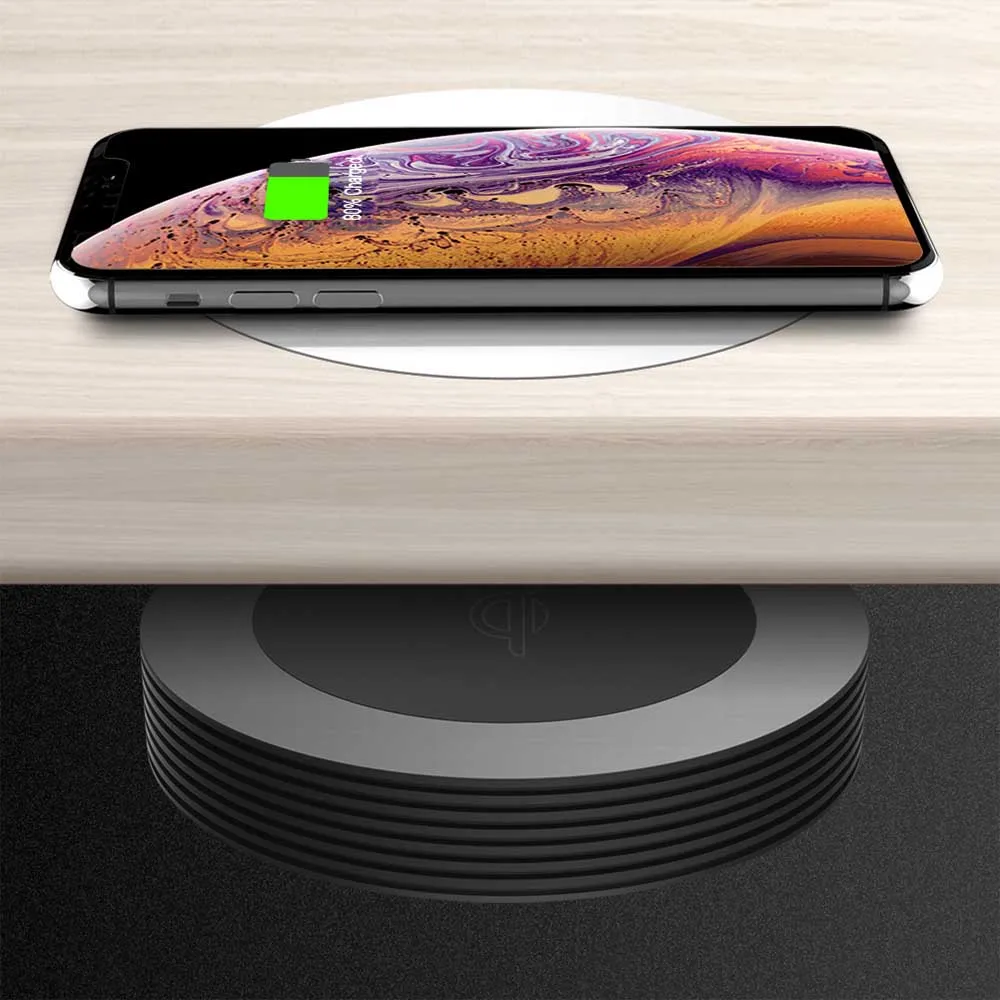 Underneath 32mm Invisible Long Distance Qi Table Wireless Charger Mat for Desk Countertop Hotel Office