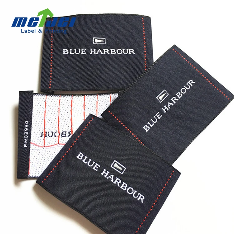 Custom logo black satin silk clothing care woven dress label