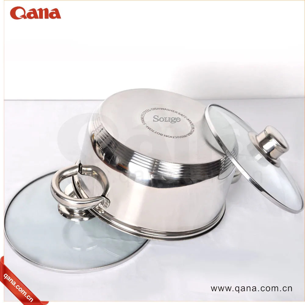 QANA Factory Wholesale OEM stainless steel Germany style induction cookware set cooking pot utensil cast iron pots and pans