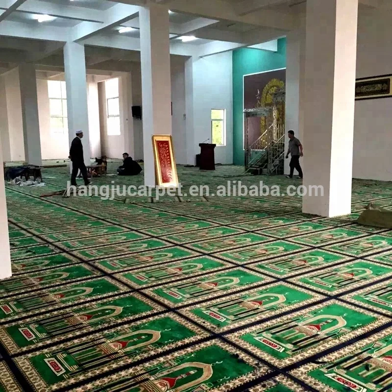 Top Quality 80% Wool 20% Nylon Muslim New Style Red Green Prayer Carpet for Mosque W-M77 Series New Design ShangHai HangJu