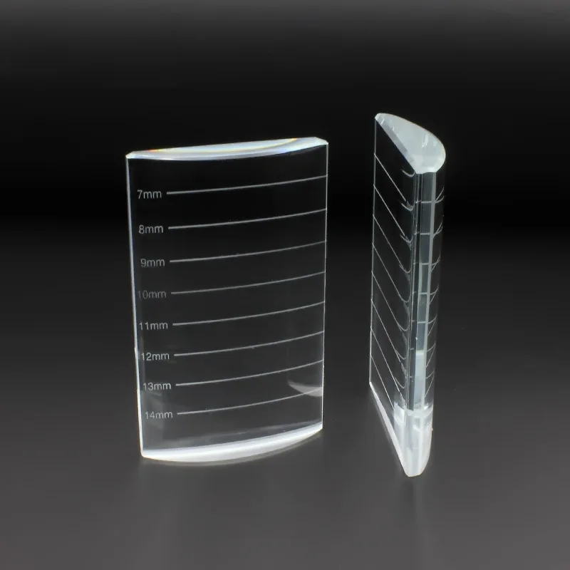 U Shape Lash Display Tile Eyelash Extension Tools Transparent Crystal Glass Lash Pallet with Scaled