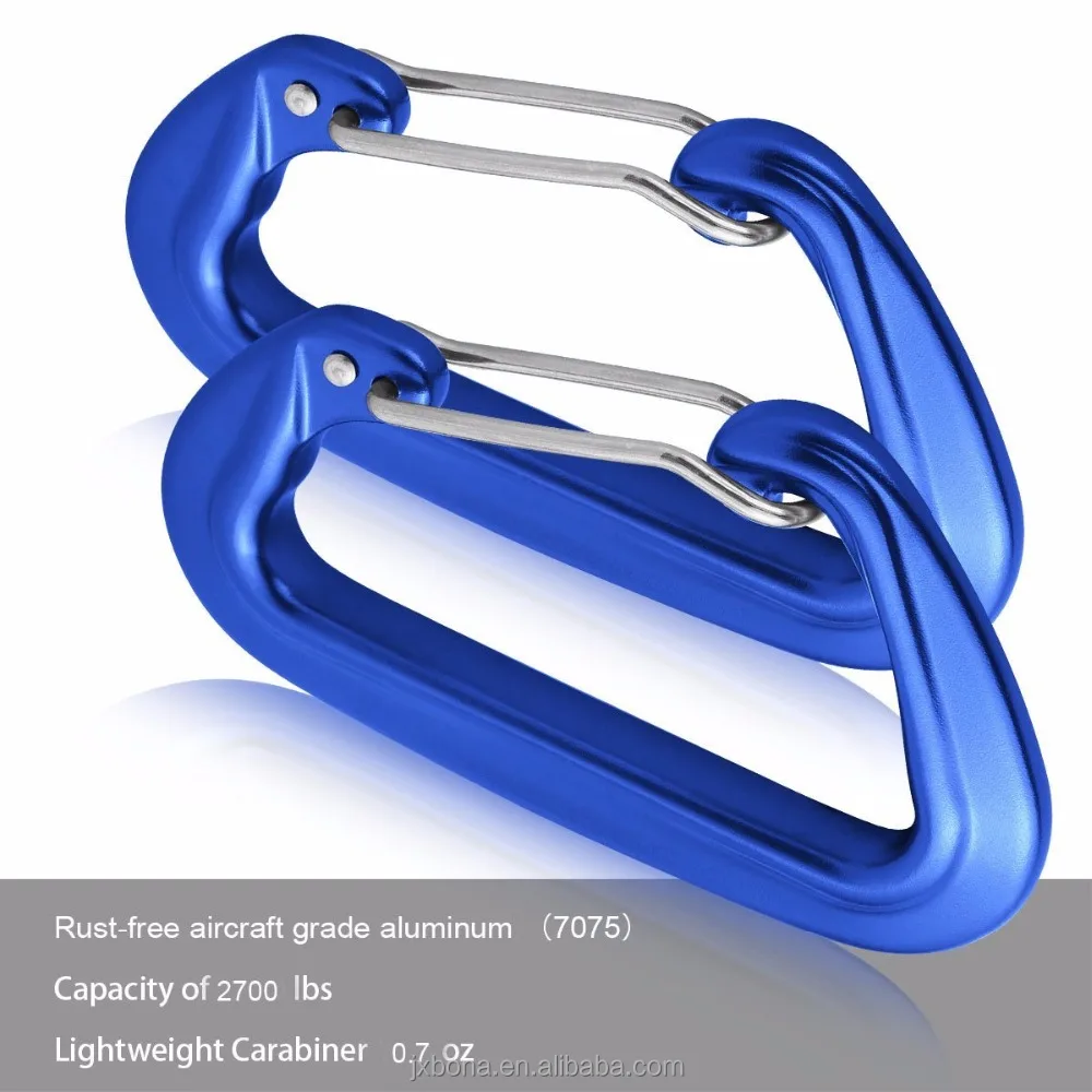 Heavy Duty Lightweight Carabiner Clips D shape wire gate Snap Hook Aluminum hammock climbing carabiner with 12KN