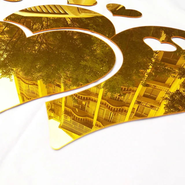 Heart shape 3d mirror wall decor dining room sofa wall decorative mirror sticker