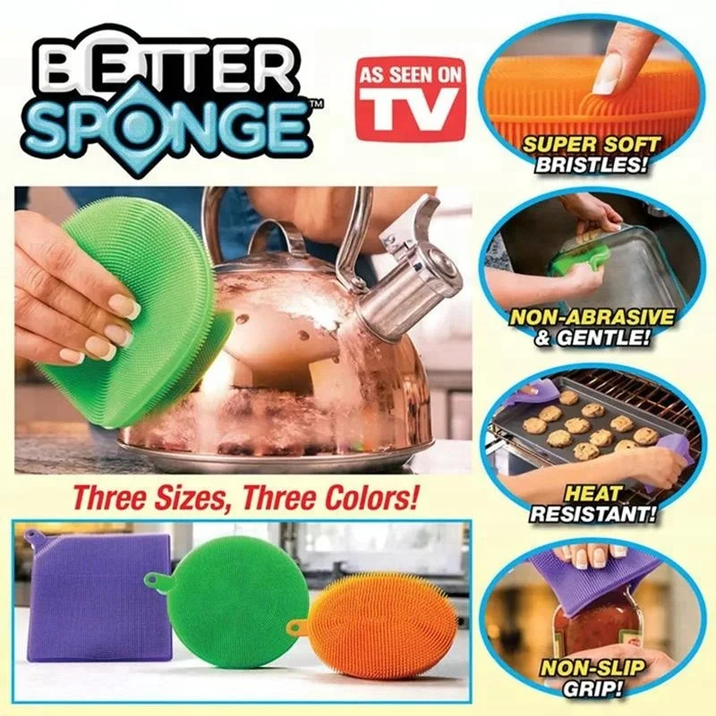 As seen on TV Kitchen Gadgets Silicone Kitchen Sponge Silicone Dish Scrubber