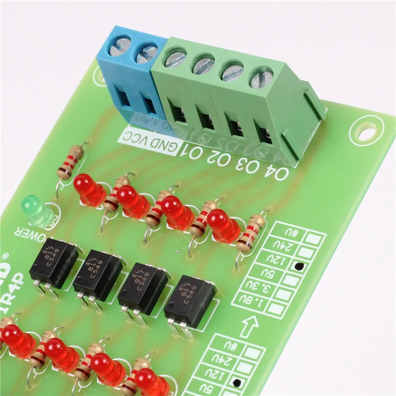 24V to 24V PLC Signal Level Voltage Converter Board 4Bit Optocoupler Isolator Isolation