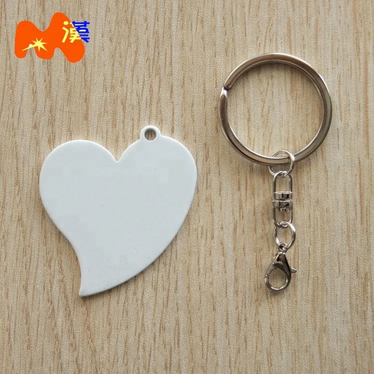 Manufacturer wholesale zinc alloy metal key chain custom printed picture logo sublimation heart shaped keychain
