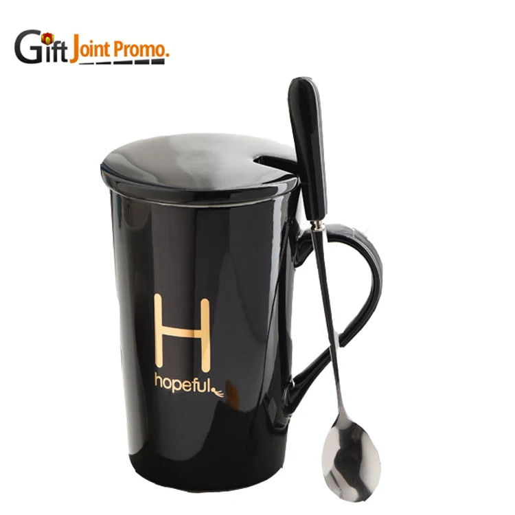 
Wholesale Ceramic Porcelain Mug Coffee Milk Cup with Lid Spoon 