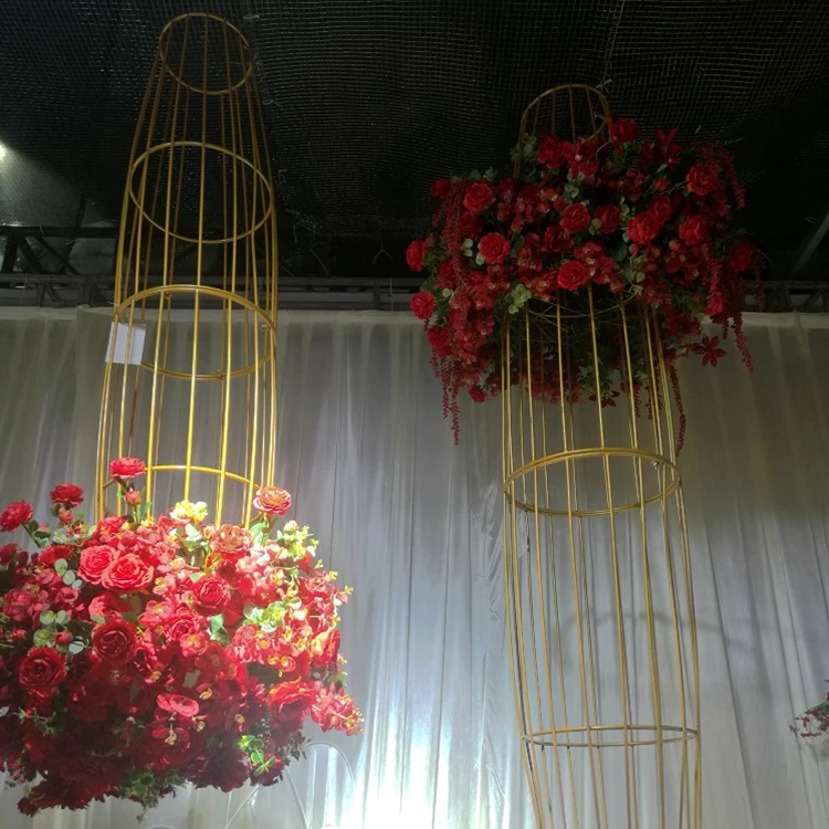 2019 latest stage background large Geometric pillar flower stand wedding ornaments