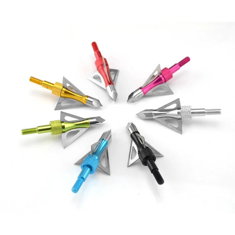 3pcs Archery Bow Hunting Arrow Broadheads Arrowheads 2 Blades Chisel Tips Yellow
