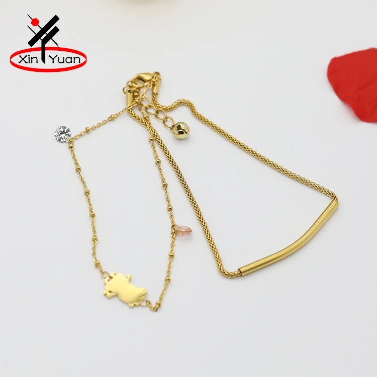 New product designs gold anklet jewelry with good service