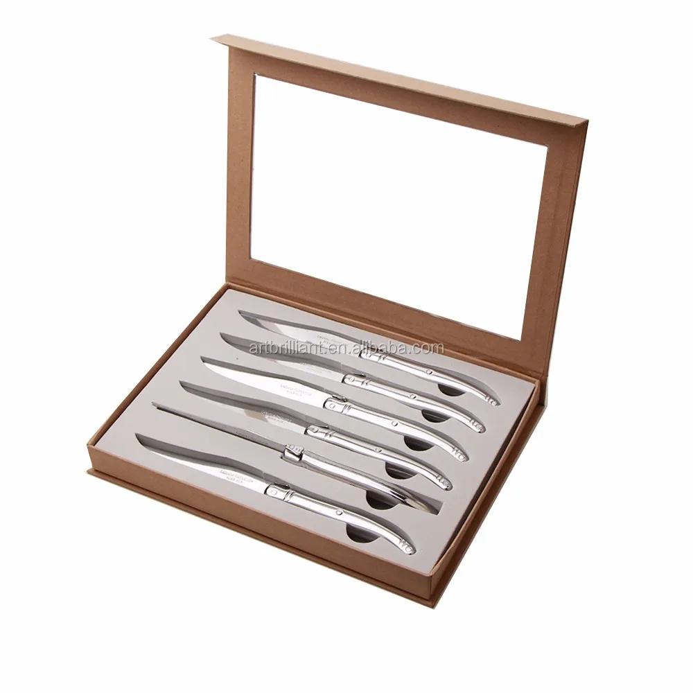 
Custom printing kitchen laguiole style 6pcs wooden steak knives set 