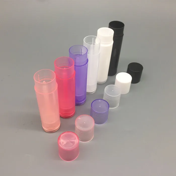 Ready to ship Black 7colors DIY 5ml empty chapstick + lids containers, lip balm cosmetic packaging screw tube