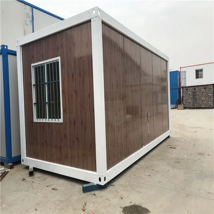 Container House Kits with Glass Door and Wooden Style Appearance for Exhibition Hall