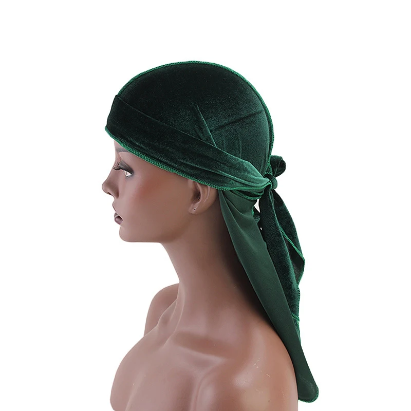External Stitch Unisex Korea Velvet Durag 360 Waves Extra Long Straps Beautiful Du Rag Doo Rag MTJM-05B1