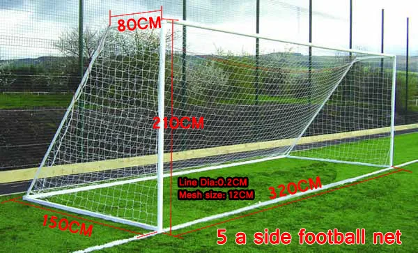 polythene dacron/ polythene fiber net 5 a side/7 a side/stanard football net