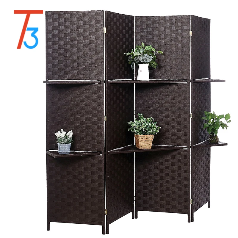 4 panel divider sliding wall wooden foldable living room screen