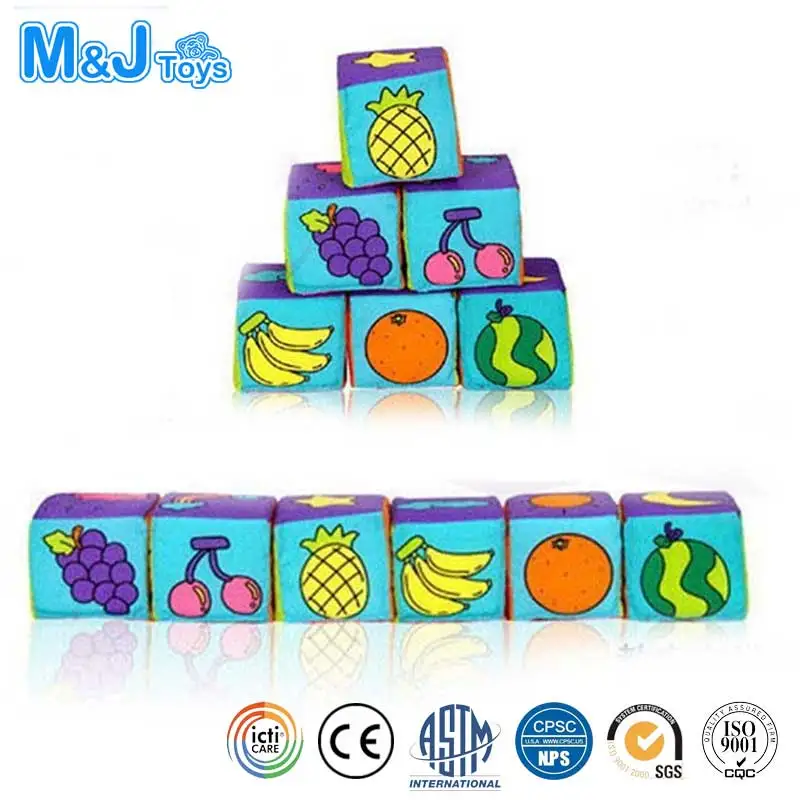 Custom Designs Plush Words and Pictures Cube Block Soft Baby Education Toy Dice Toys
