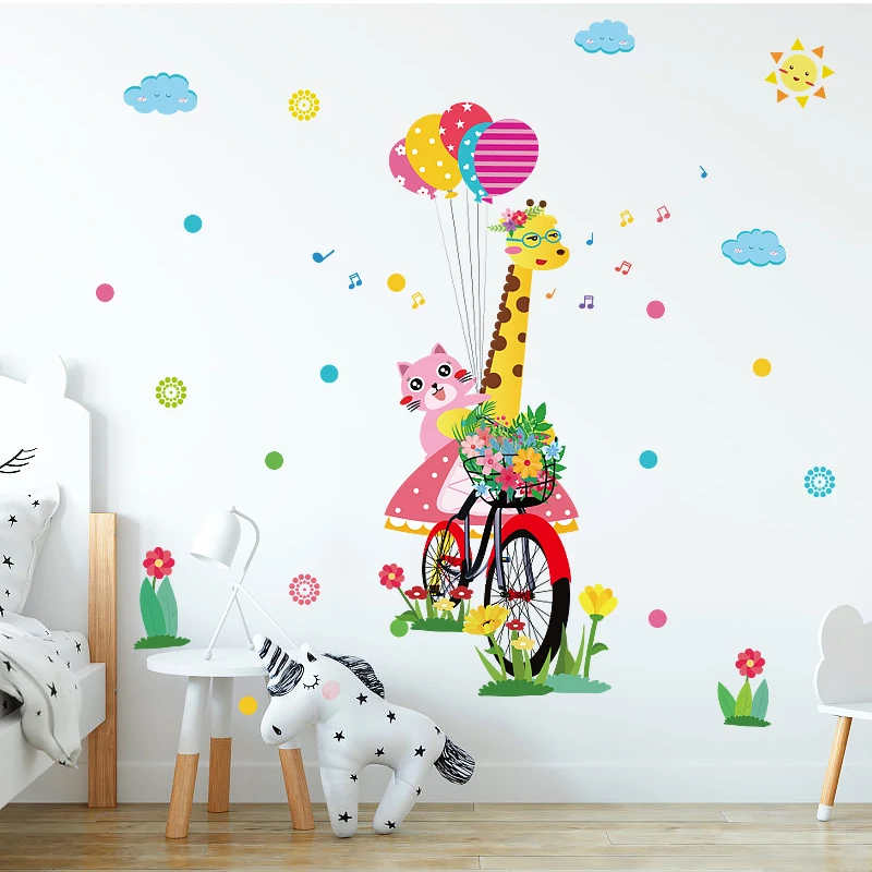 
Giraffe cat window PVC sticker kids room decor 3d wall stickers door wall sticker 