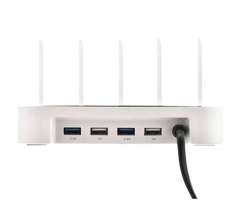 
4-Port USB Phone Charging Station Dock Multi Device Fast Charger Organizer Compatible iPhone Samsung Android & Tablets 