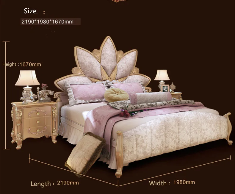 in stock Foshan Manufacture Luxury Bedroom Furniture King Size Bed