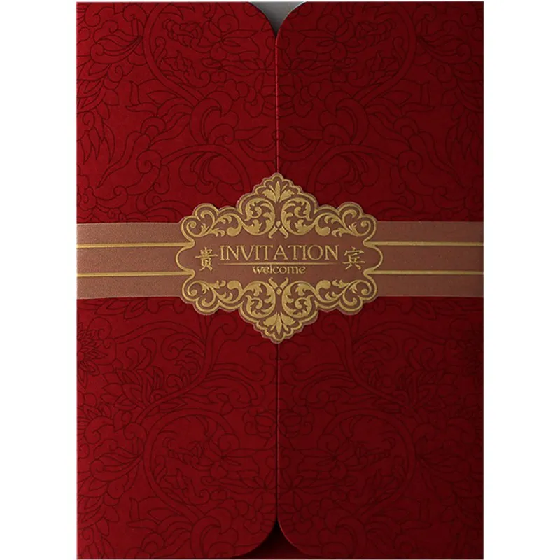 
Hot Sale Luxurious Gold Foil Business Invites Card Unique Wedding Invitations With Envelope 