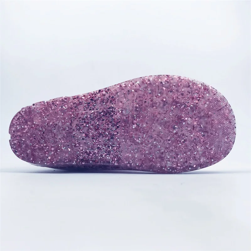 Hot Selling With Glitter Girls Lovely PVC Transparent Cheap Safety Kids Rain Boots