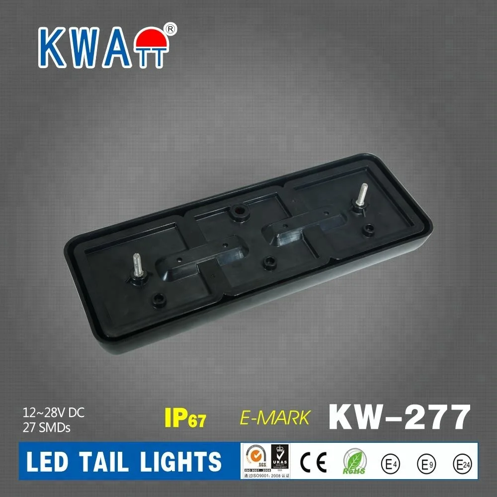 
Factory High Quality 12V-24V Rectangle Vehicle 27pcs LED Stop Turn Rear Tail Lights For Truck Trailer Marine With E-Mark 