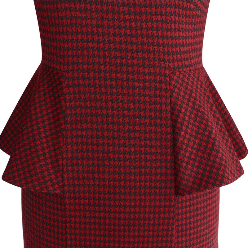 
Custom Hand Crochet Clothing Elegant Women Red Long Sleeve Dress Bodycon Casual Dress 