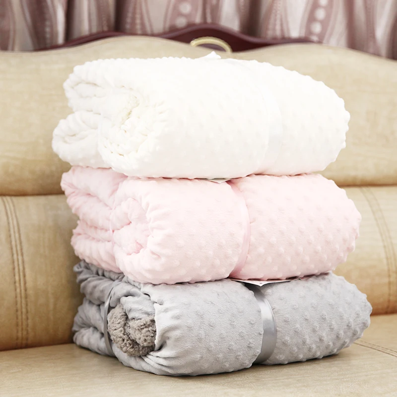 
100% polyester baby fleece swaddle blanket children minky baby blanket set 